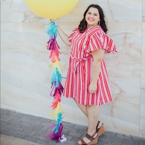 EUC Eloquii Striped Dress with Flared Sleeves